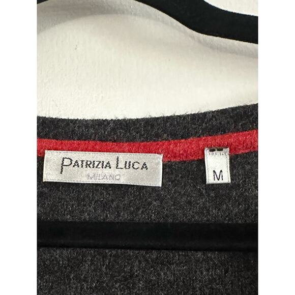 PATRIZIA LUCA Milano Gray Zipper-Detail Tunic Sweater Top Ruched Sleeve - Sz M - Picture 2 of 5